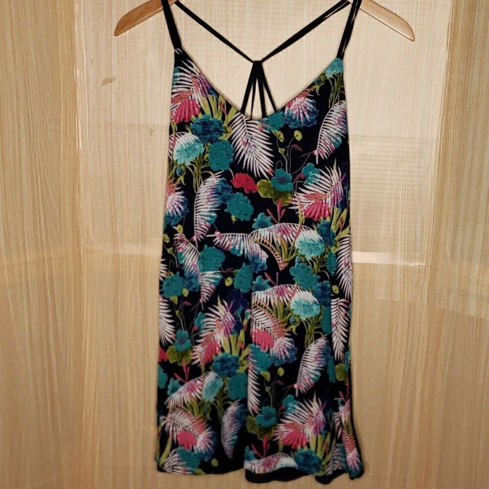 Love Riche Strappy Black Tropical Slip Dress
